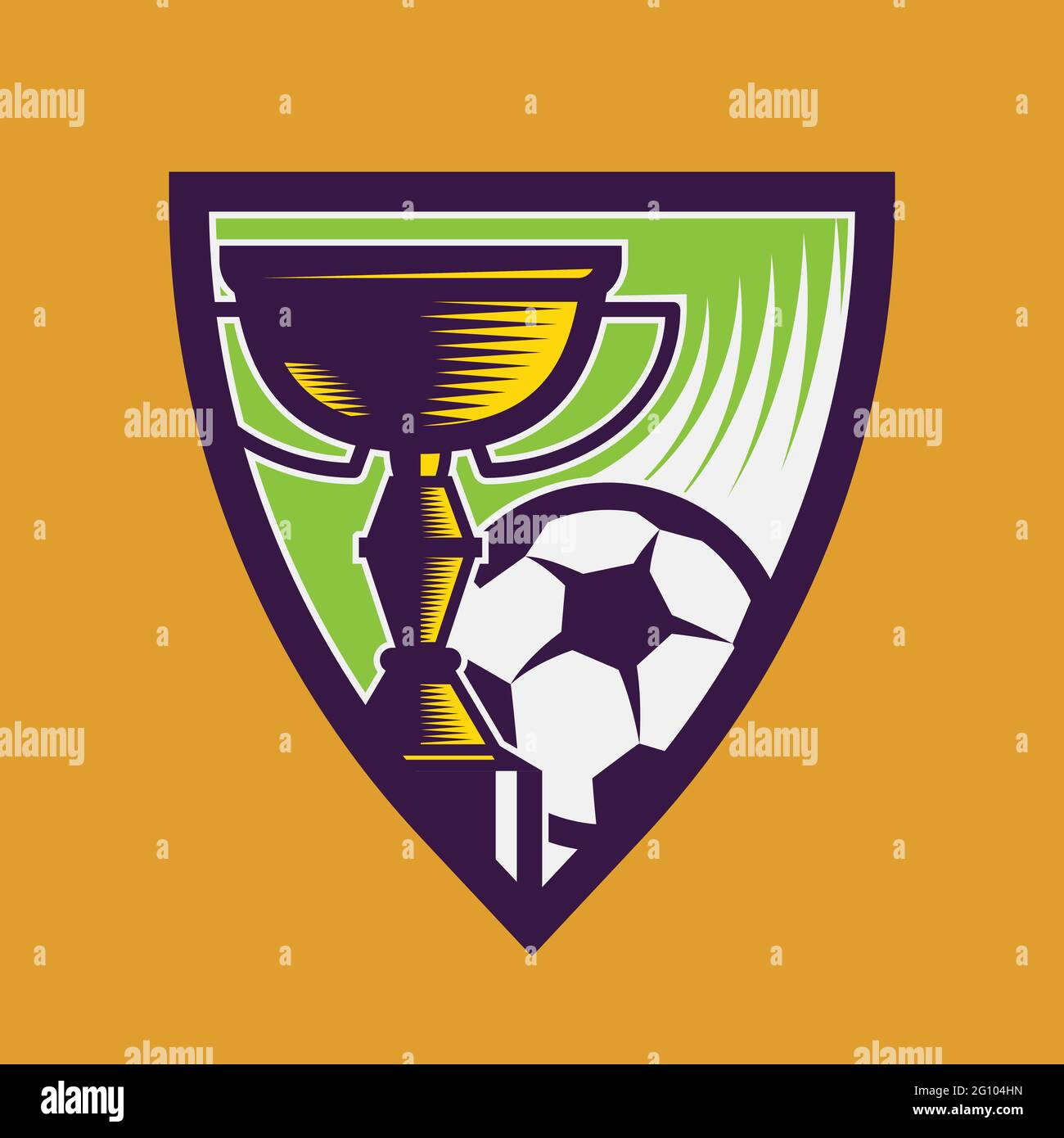Football cup with ball. Concept art of football in cartoon style. Stock Vector