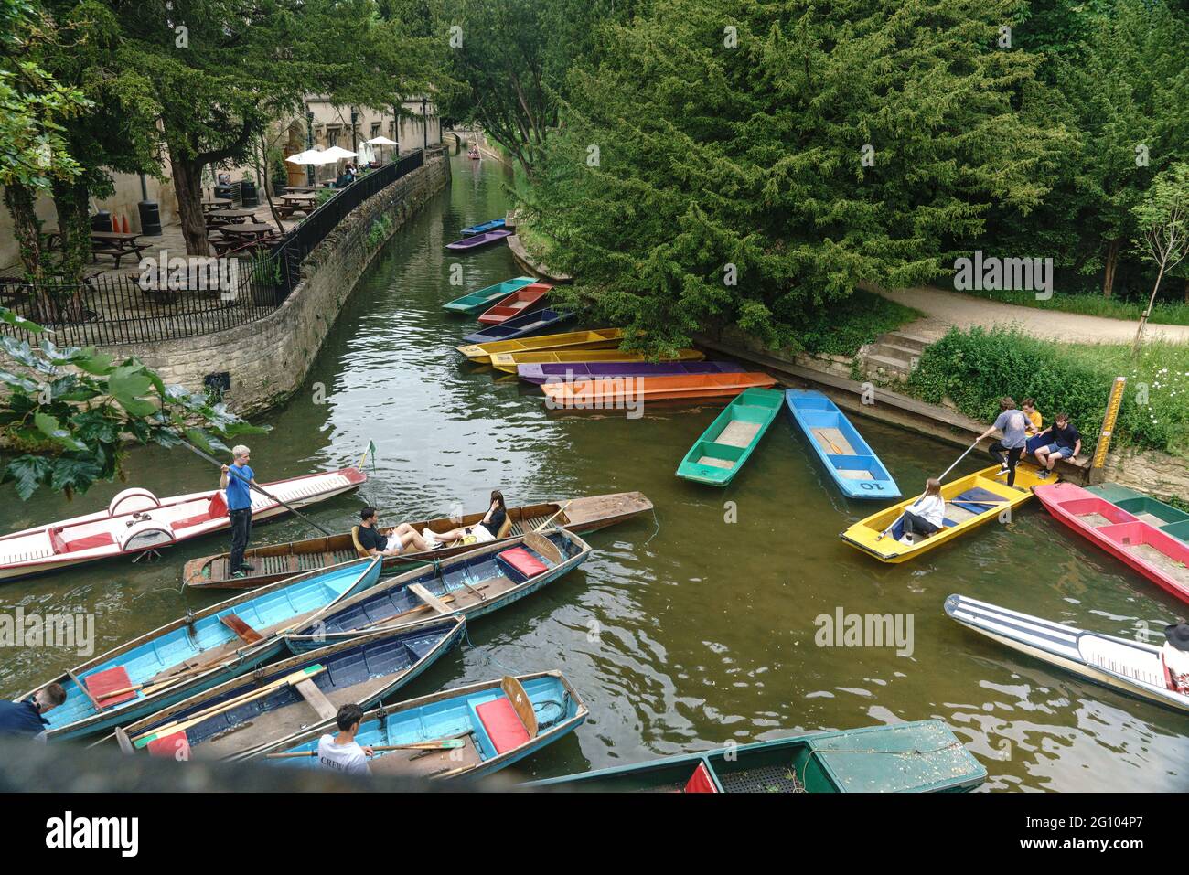 June 3rd: As restrictions on outdoor activities ease, punters take to the river on a sunny early summer afternoon. Lockdown easing. Stock Photo