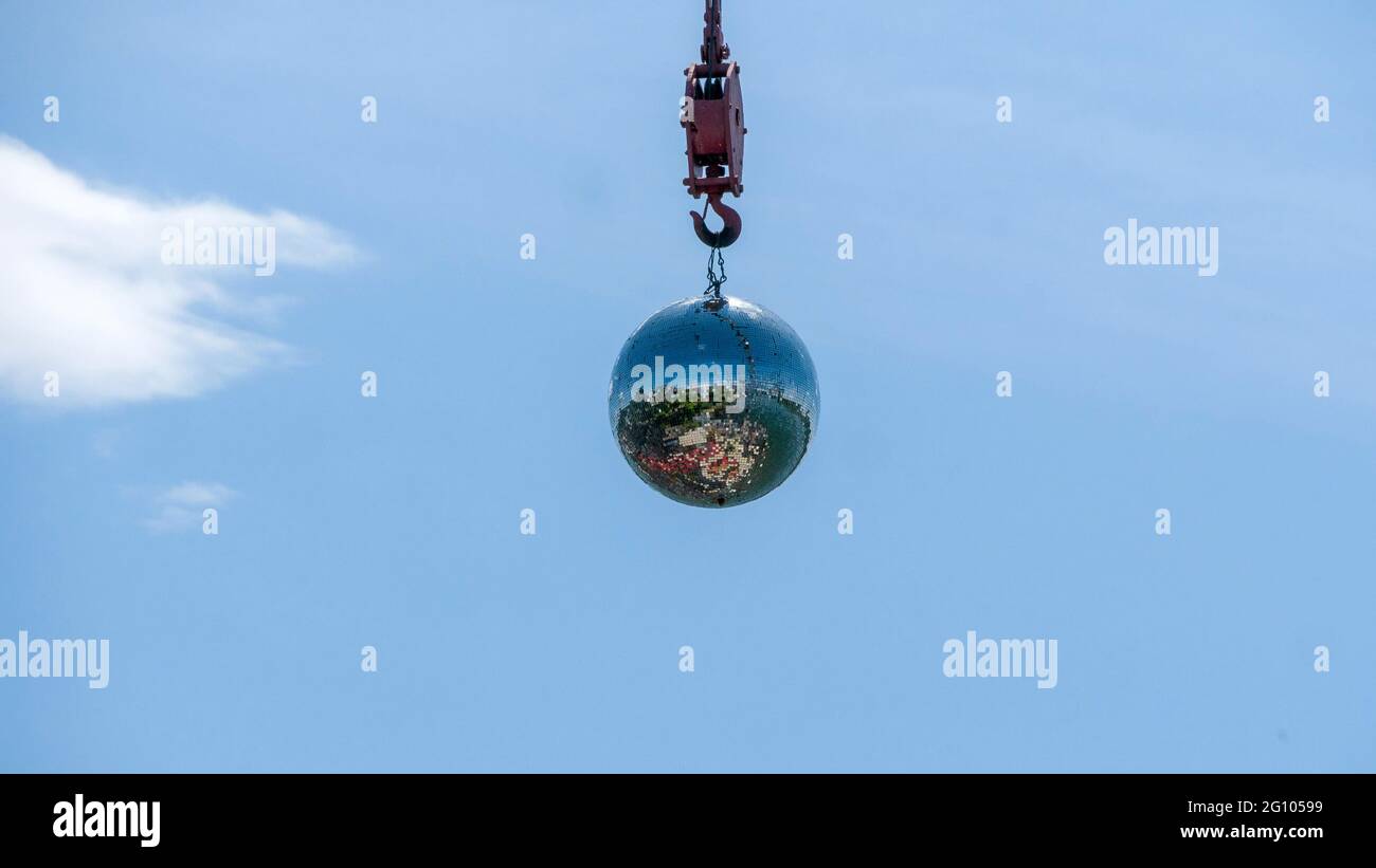 ball on hook and blue sky in the background Stock Photo - Alamy