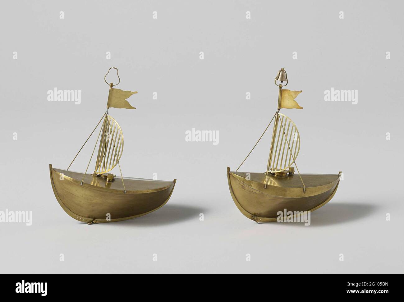 Model of a Floating Beacon. Model of an iron driving beacon in the form of  a small boat with a mast with a screen and a wind vane; The bell is missing.