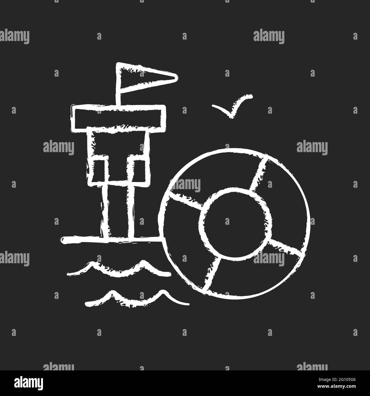 Lifeguarding training chalk white icon on dark background Stock Vector