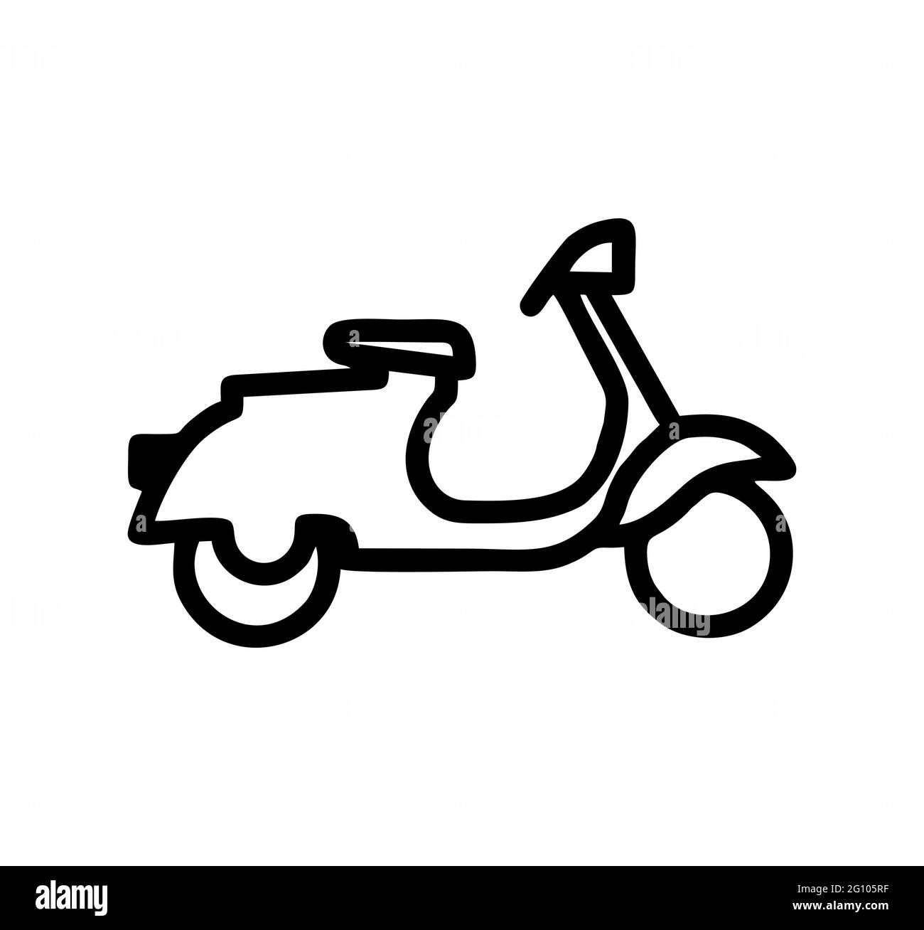 Scooter or moped in black and white isolated vector for logo, sign, apps or website Stock Vector