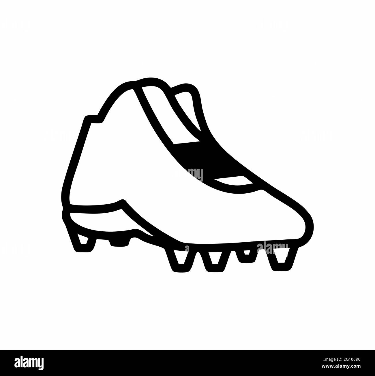 Football or soccer shoe in black and white isolated vector for logo, sign, apps or website Stock Vector
