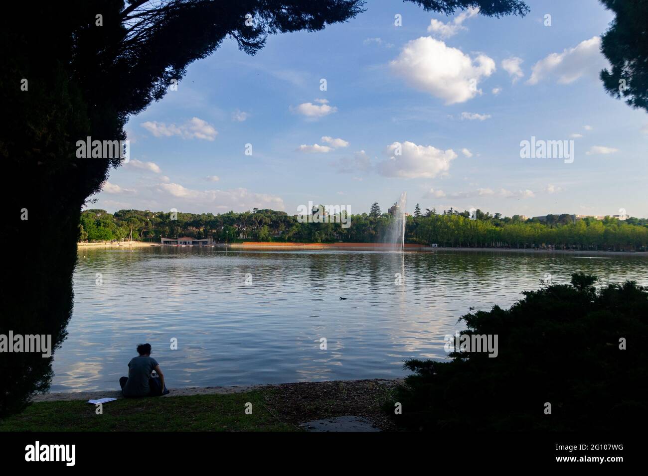 Lake filled with water at the Casa de Campo in Madrid, in Spain