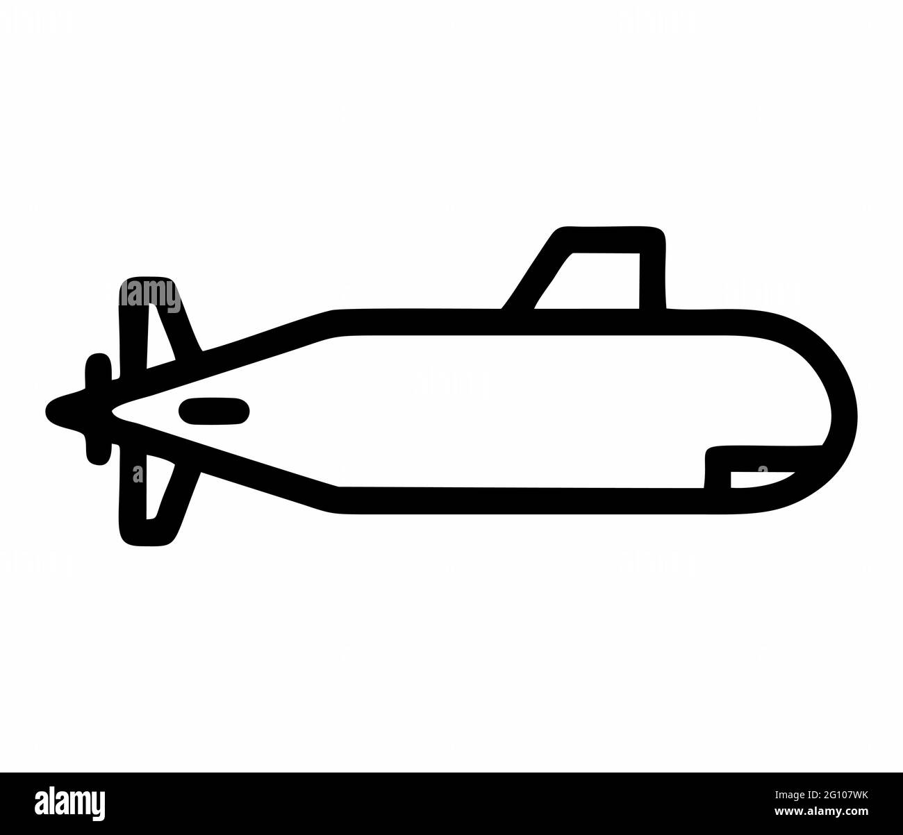 submarine in black and white as an isolated vector for logo, sign, apps or websites Stock Vector