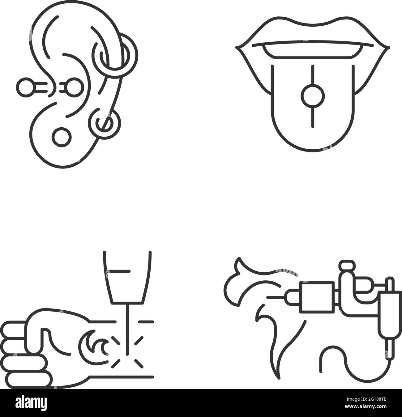 Tattoo and piercing masters linear icons set Stock Vector Image & Art ...