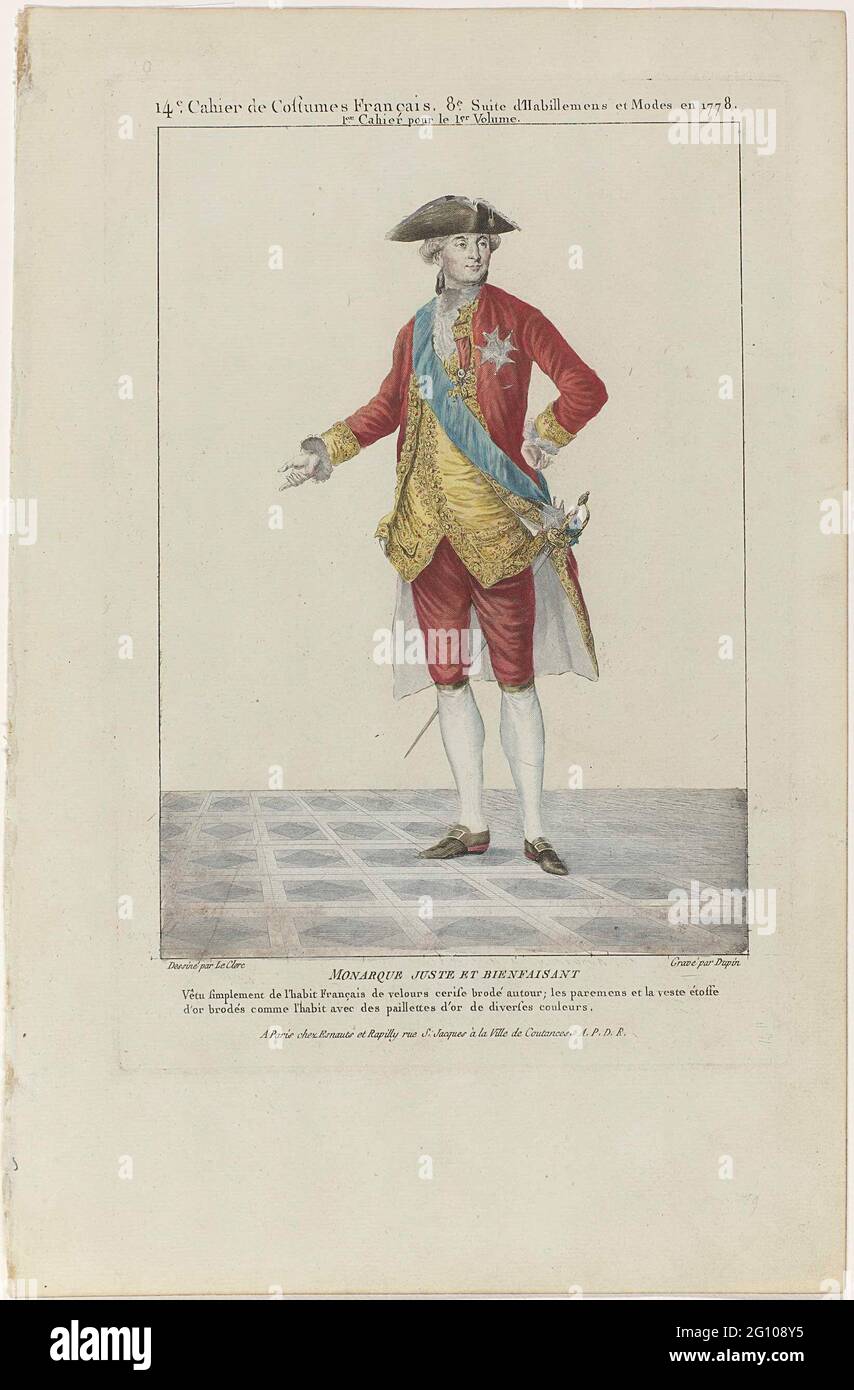 Gallery des Modes et Costumes Français, 1778, O 79: Monarque Juste et  Bienfaisant (...). Louis XVI as fair and beneficial prince, dressed in a  'Habit à la Française' of cherry red velvet