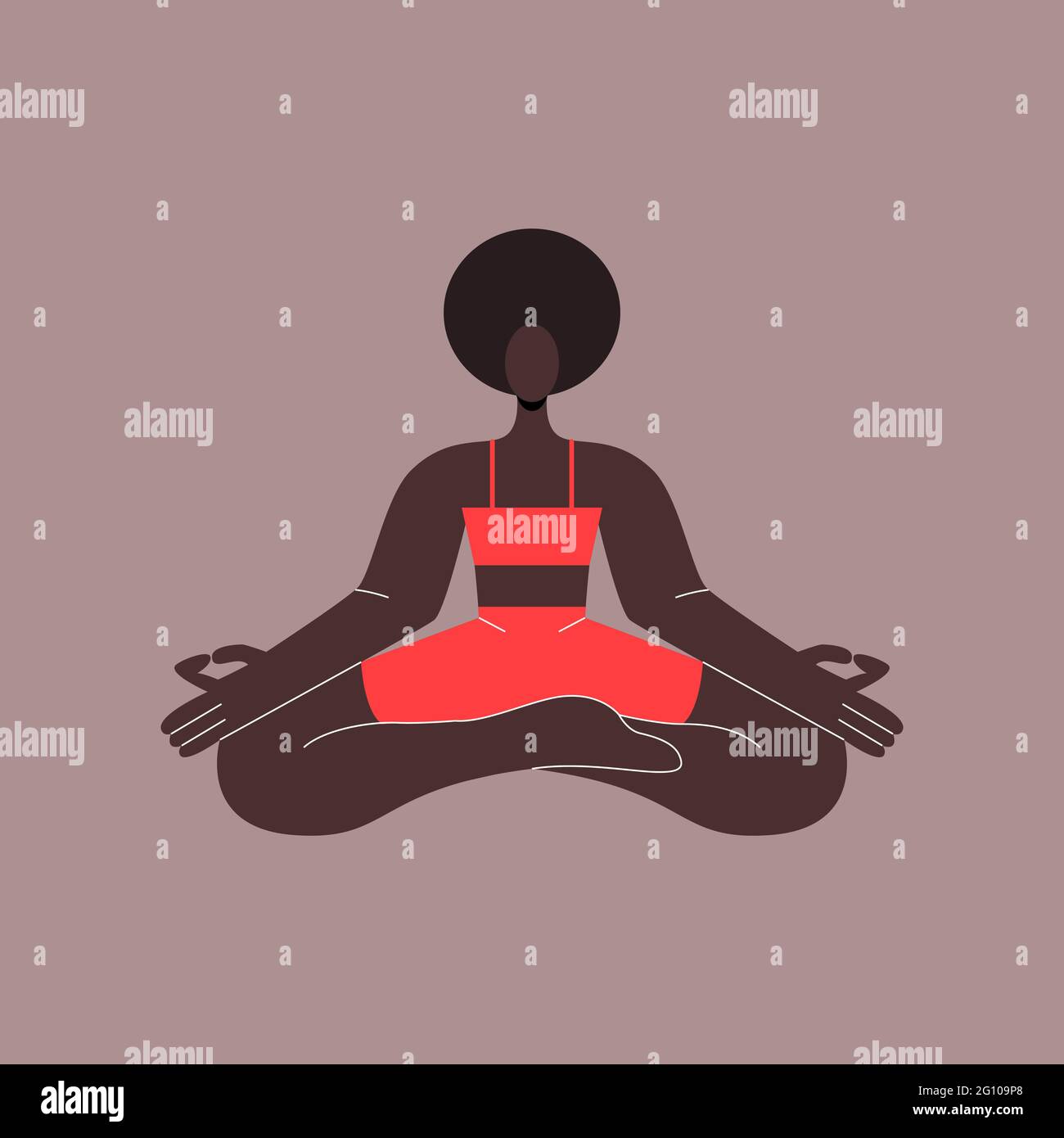 Young African American girl doing meditation. Black woman in the lotus ...