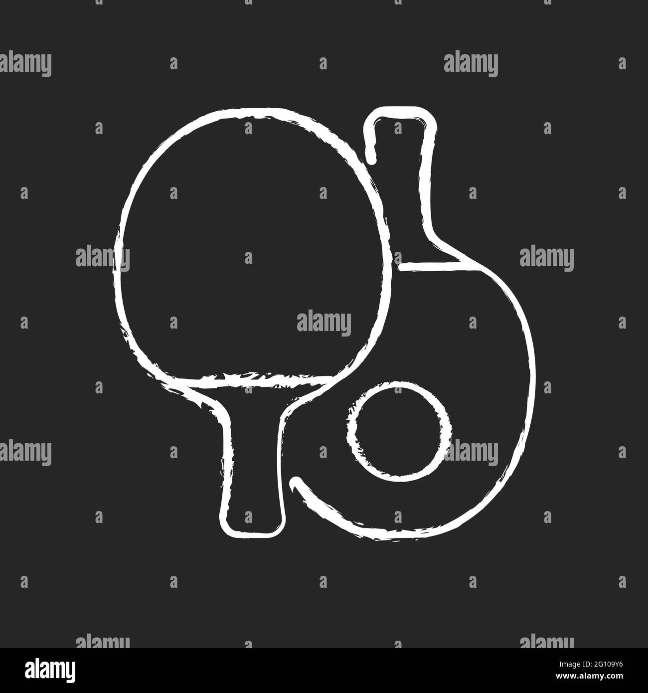 Ping pong chalk white icon on dark background Stock Vector