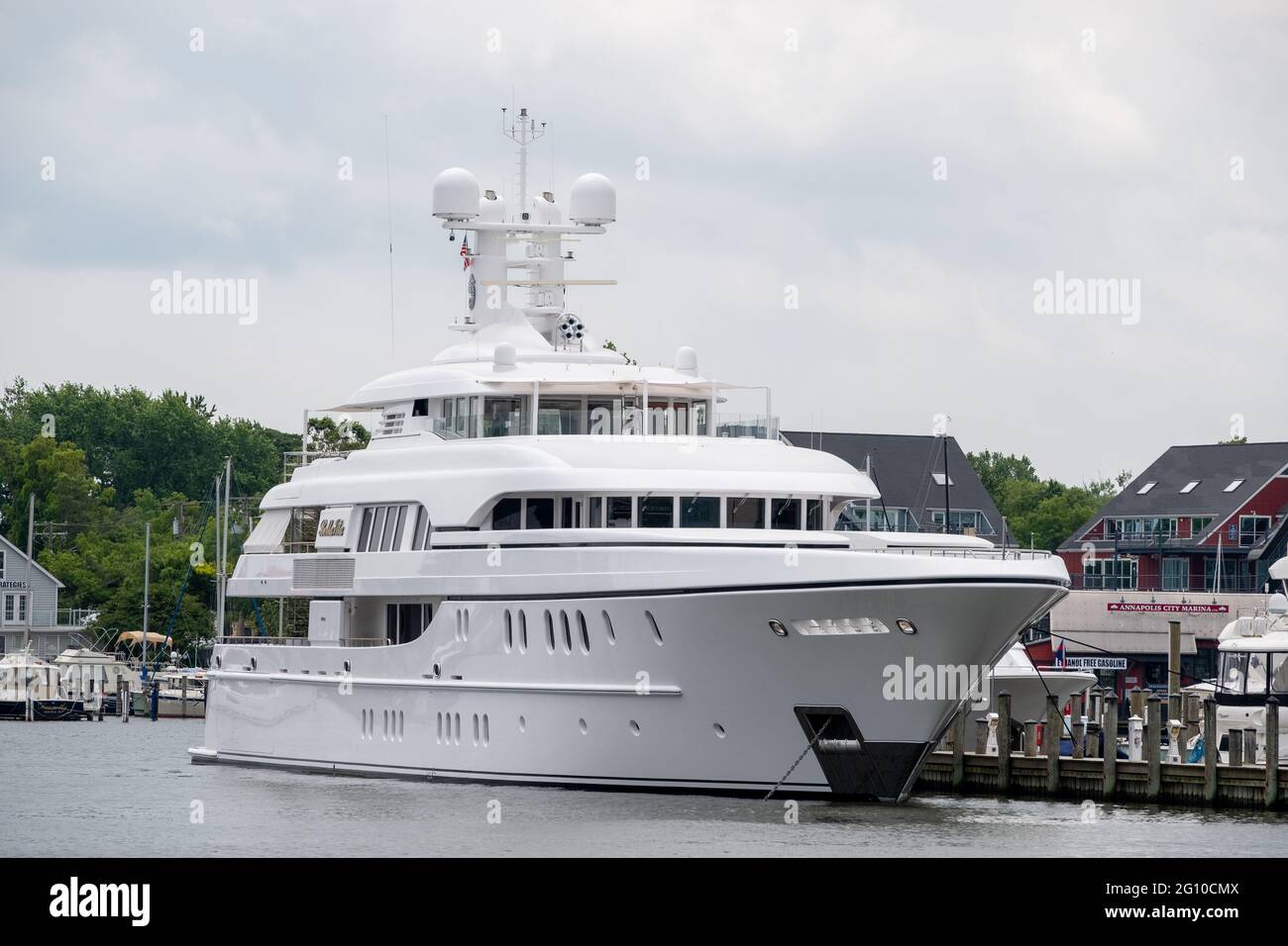 Super yacht Bella Vita docked in Annapolis, MD Stock Photo