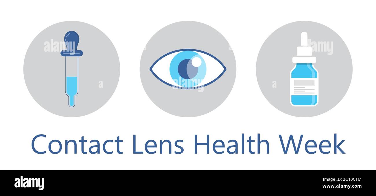 Contact lens health week in August. treatment illustratation