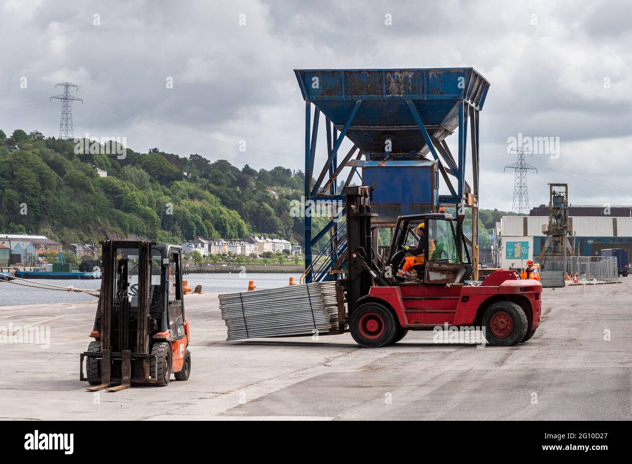 Cork, Ireland. 4th June, 2021. Port of Cork employees today fenced off Albert and Kennedy Quays in an attempt to prevent people gathering to drink alcohol over the June Bank Holiday weekend. Credit: AG News/Alamy Live News Stock Photo