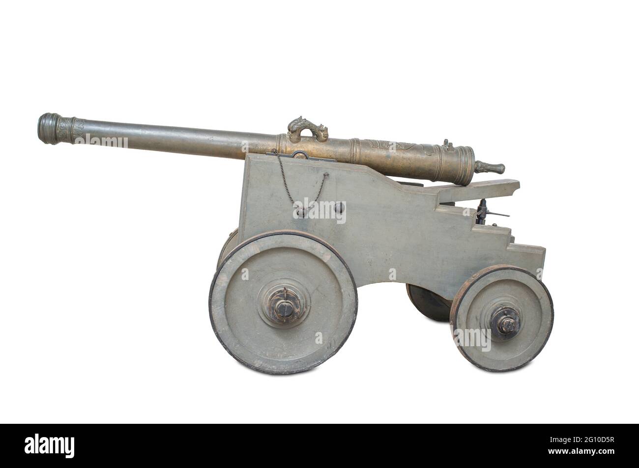 Spanish 16th Century bronze cannon on carriage. Made by Remigy de Halut