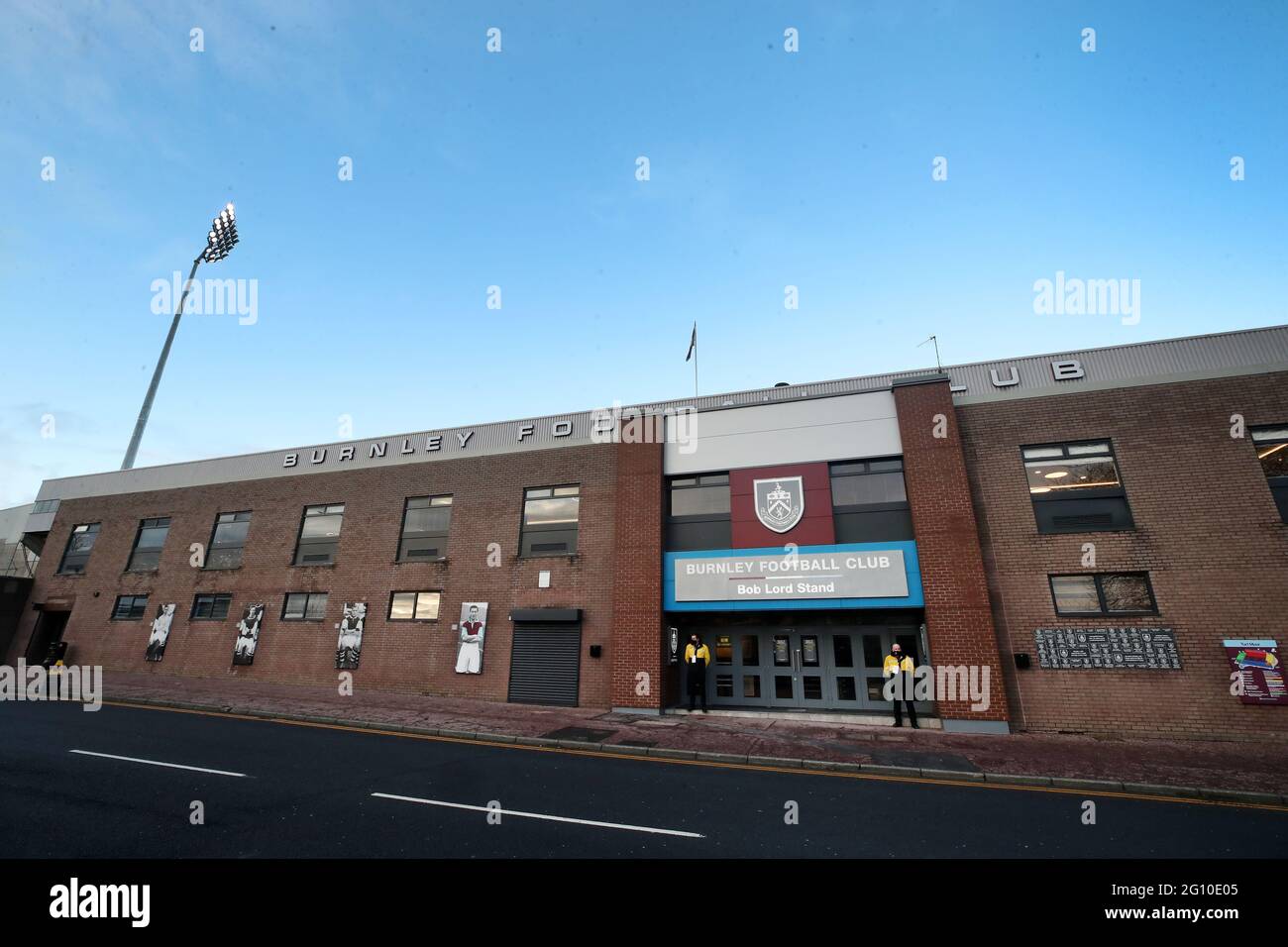 General view of Turf Moor from Harry Potts Way, on match day but with no  crowd watching due to Covid 19 restrictions, during the Emirates FA Cup  fifth round match at Turf