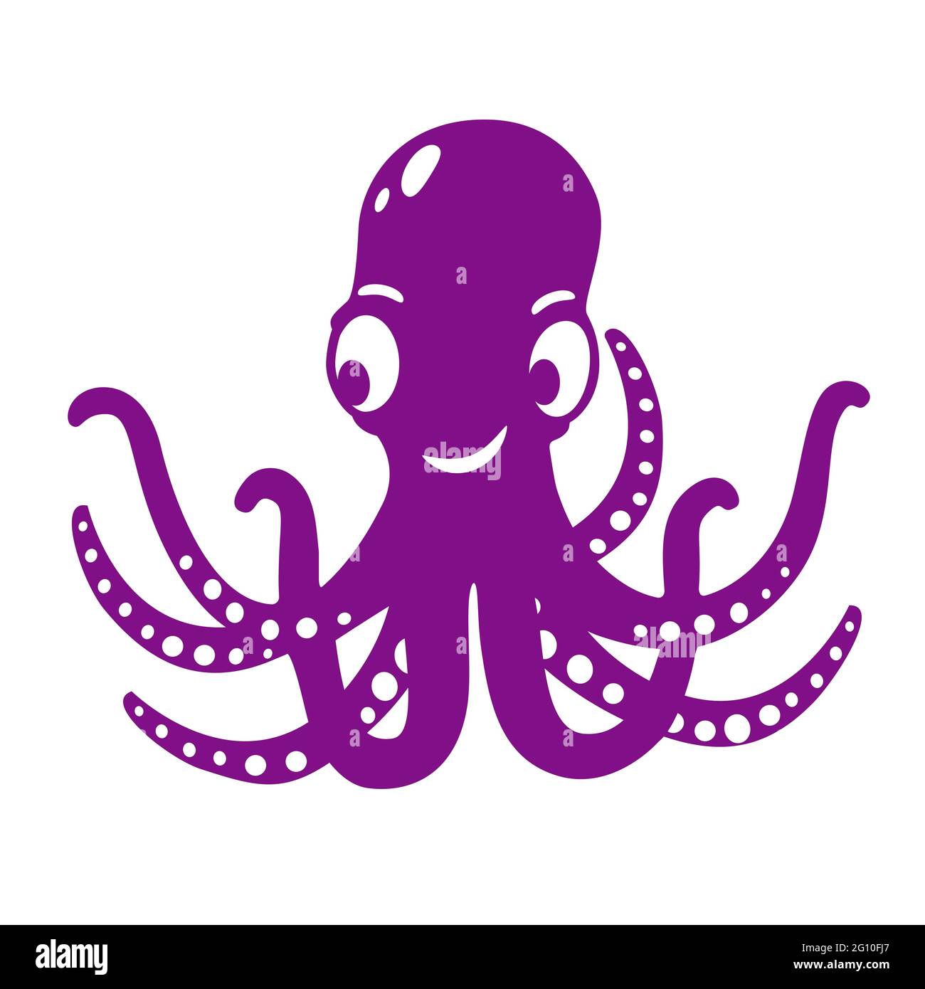 Octopus cartoon. Silhouette vector. Isolated illustration. Marine animal. Stock Vector