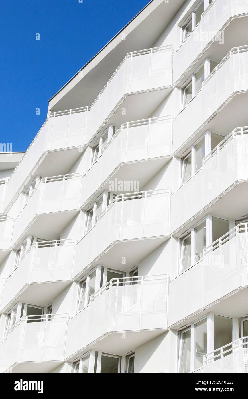 Modern all white apartment building Stock Photo - Alamy