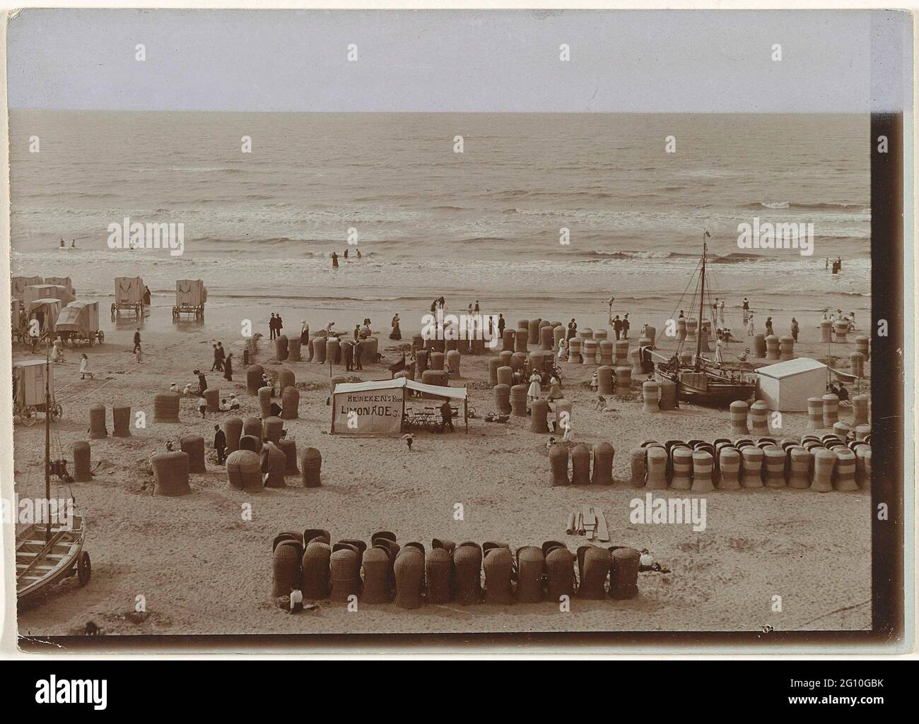 Beach in Zandvoort with lemonade tent. Zandvoort beach seen from the