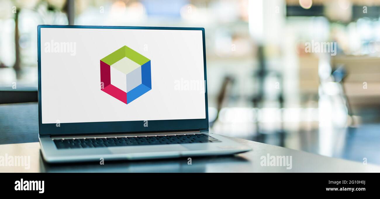 POZNAN, POL - MAY 1, 2021: Laptop computer displaying logo of NetBeans, an integrated development environment (IDE) for Java Stock Photo