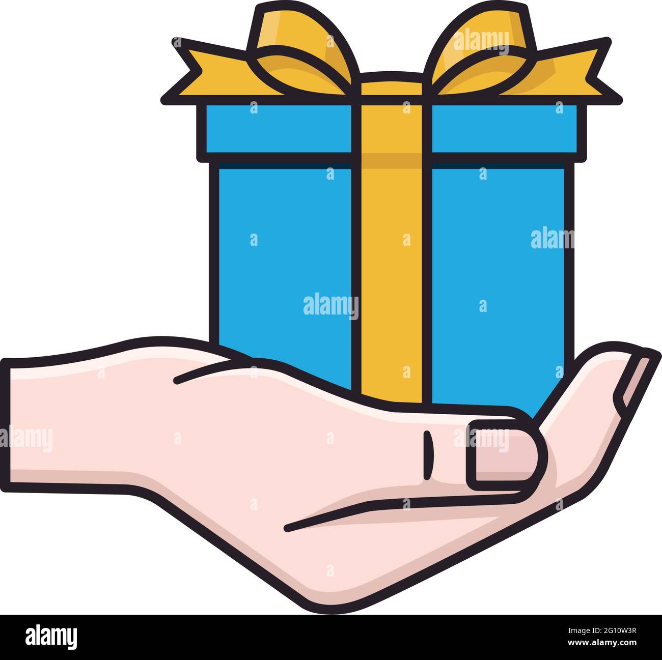 Hand holding a gift box isolated vector illustration for Make A Gift