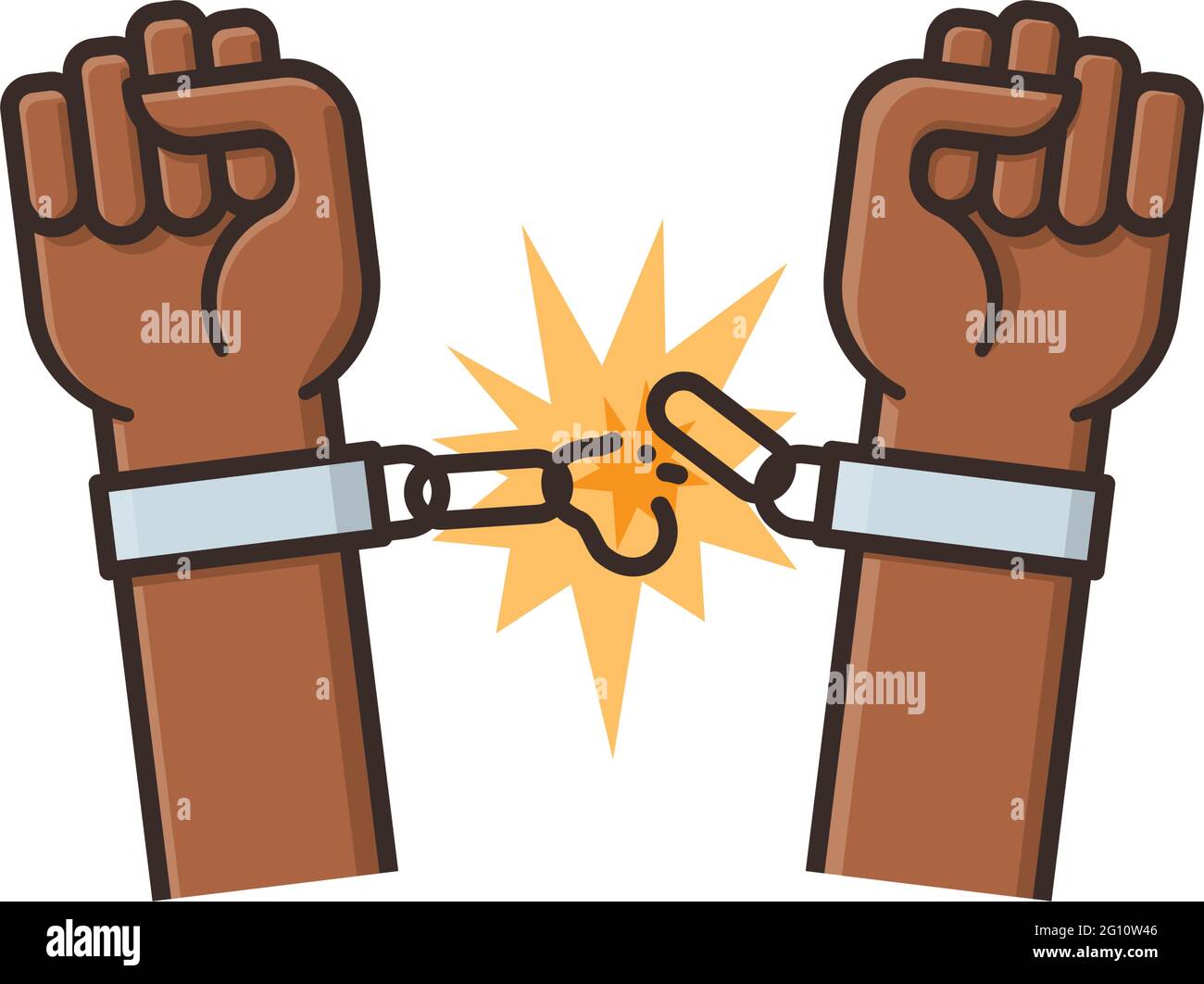 Hands freeing themselves from shackles isolated vector illustration for International Day for the Abolition of Slavery on December 2 Stock Vector