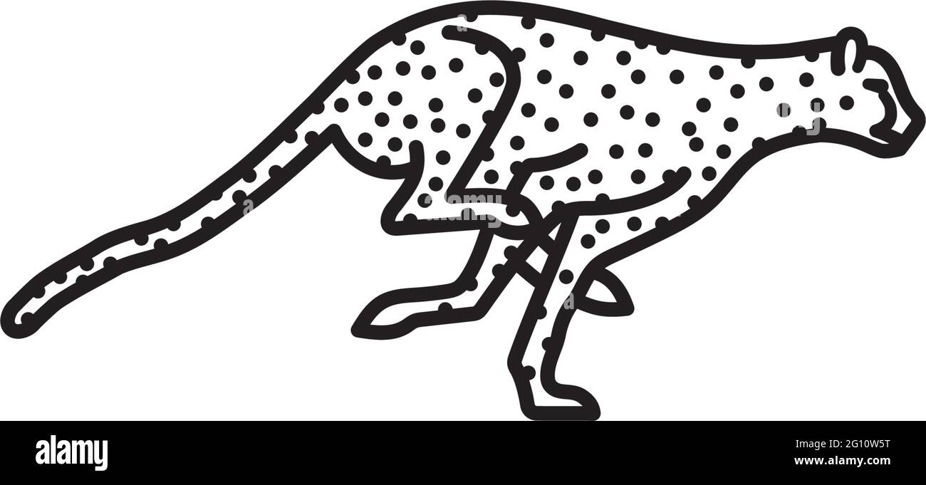 Running Cheetah vector line icon for Cheetah Day on December 4 Stock Vector