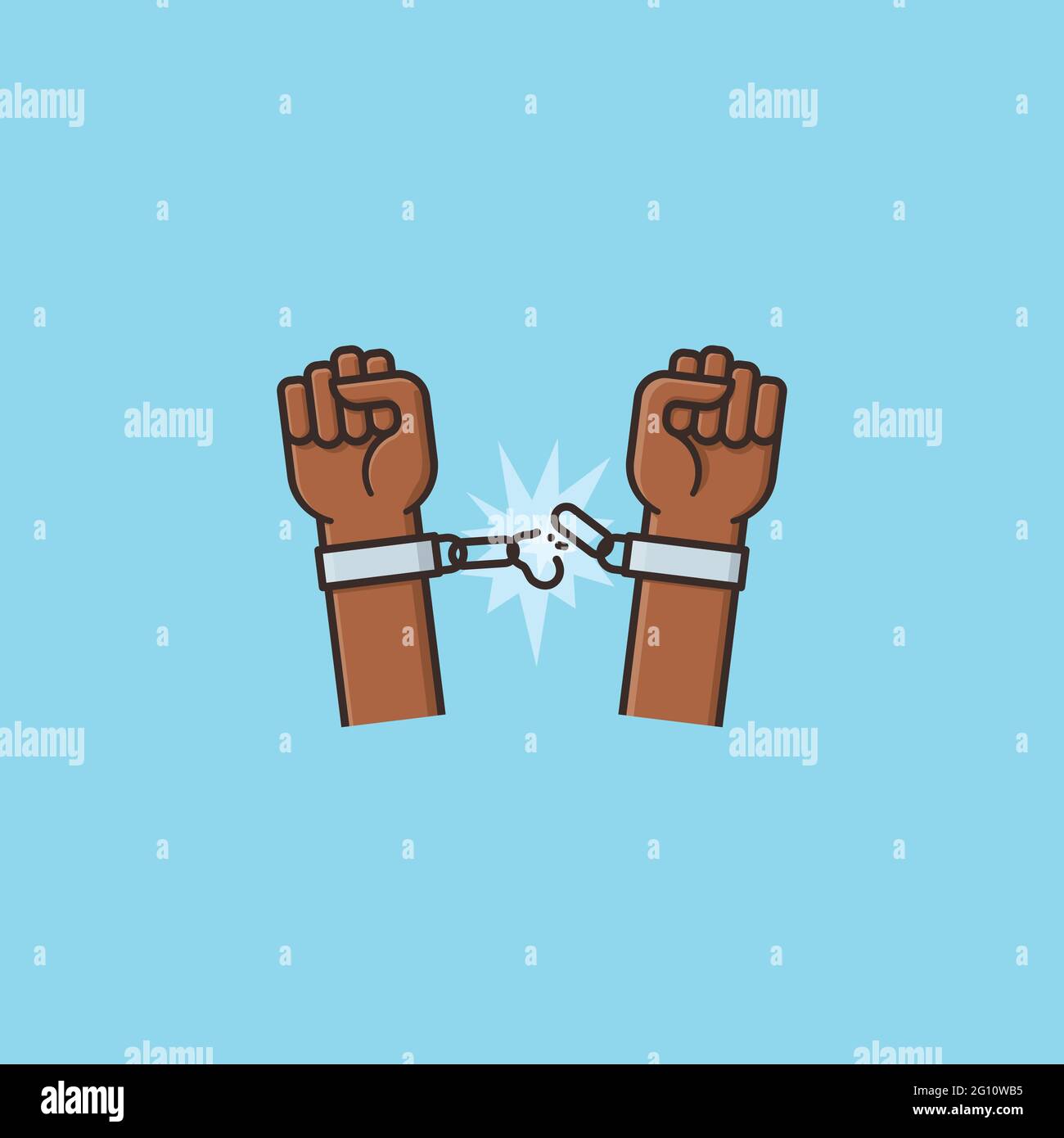Hands freeing themselves from shackles vector illustration for International Day for the Abolition of Slavery on December 2 Stock Vector