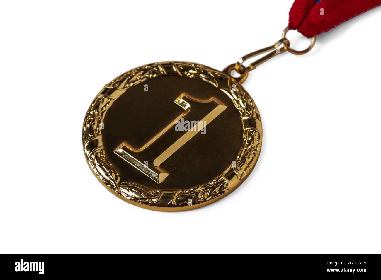 Gold medal for first place in competition isolated on white background ...
