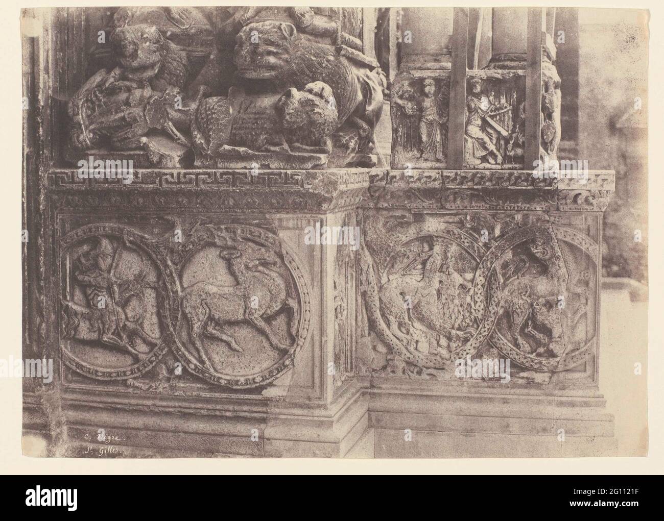 Detail of the Ornamentics of St. Gilles du Gard in Arles. Stock Photo