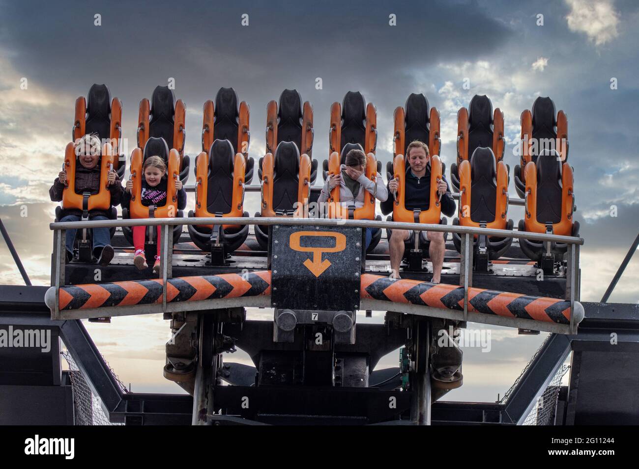 Riders waiting for the Drop at a very Quiet Alton Towers on The