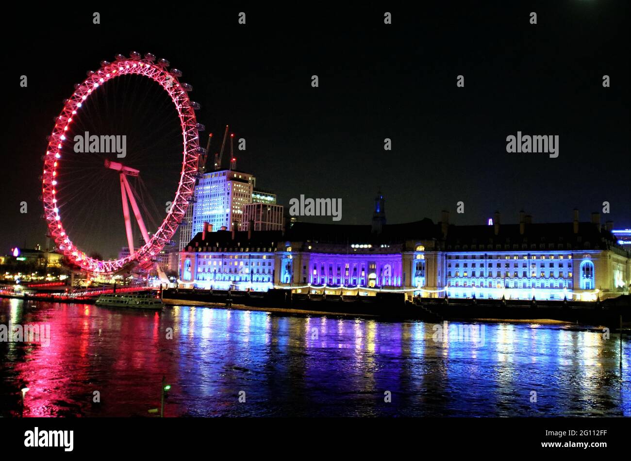 LONDON, UNITED KINGDOM - Jan 29, 2019: Night view of London eye Stock Photo