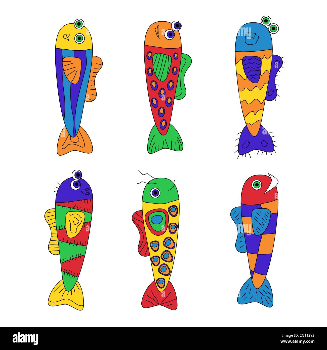 Fish drawing clipart vector design illustration. Fish set. Vector Clipart  Print