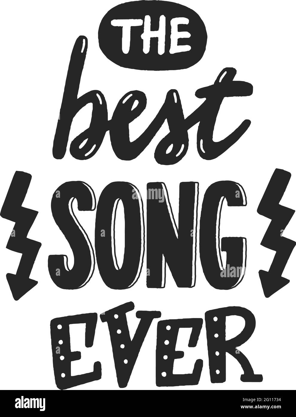 The best song ever phrase, hand-drawn vector lettering for favorite music, melomaniac hand written sign, label, banner, badge, sticker, design element Stock Vector