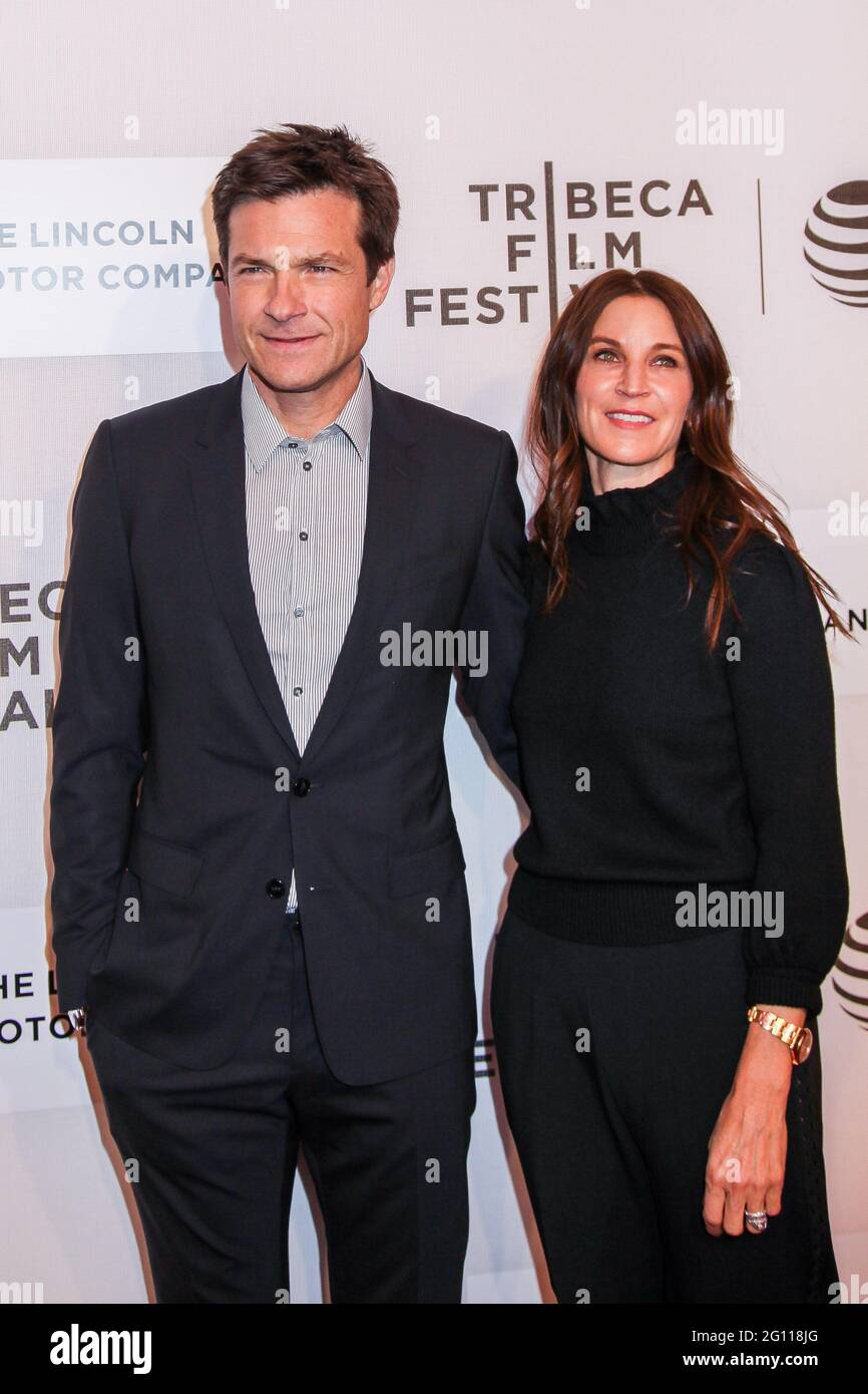 NEW YORK, NY - APRIL 16: Actor Jason Bateman (L) and Amanda Anka attend 'The Family Fang' Premiere - 2016 Tribeca Film Festival Stock Photo