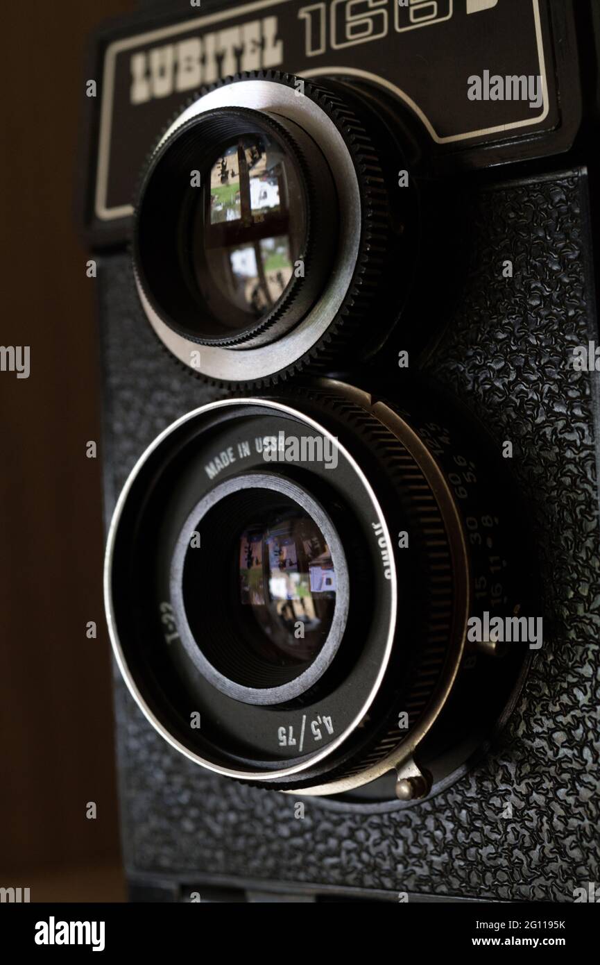 vintage cheaply made russian medium format twin lens reflex film camera