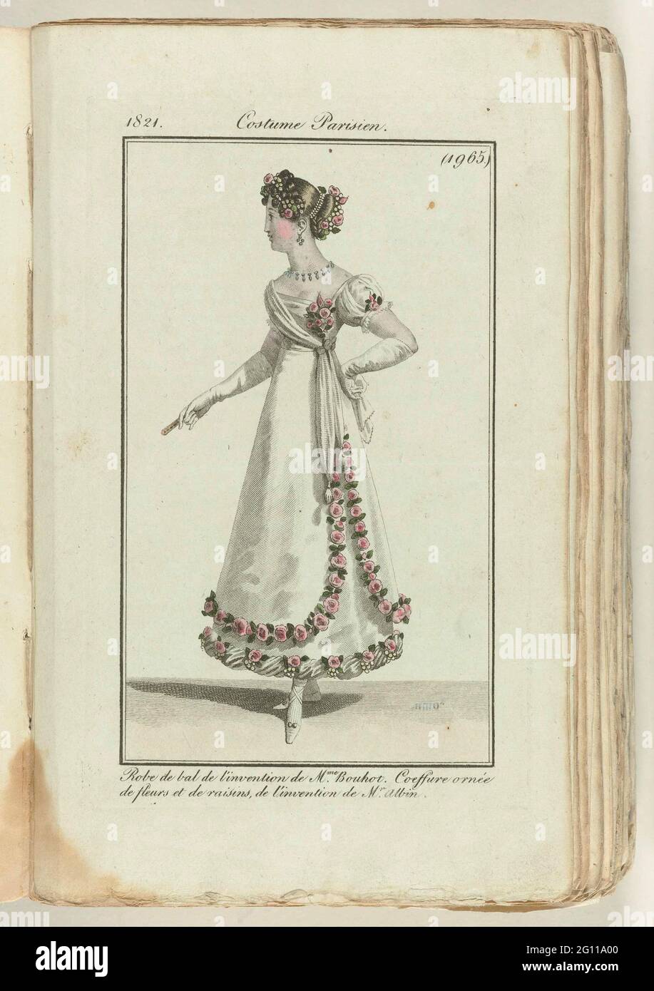 Ladies' diary and modes 1821, Parisian costume (1965). Ball dress of the  invention of Ms Bouhot. Prant UIT Het Tijdschrift Journal des Dames and  Modes, 1821 Stock Photo - Alamy