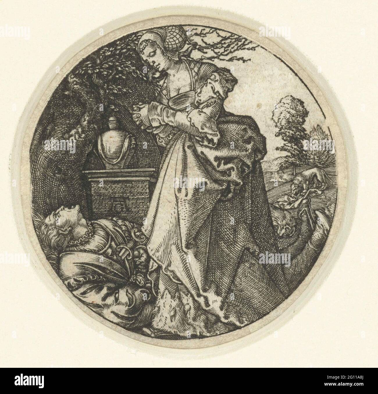 Pyramus and Thisbe. Thisbe standing at the dead body of Pyramus, in the