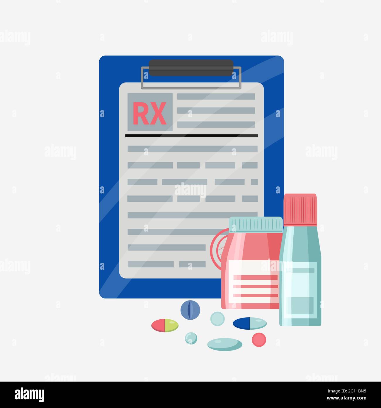 RX form for medicines and jars, blisters, pills Stock Vector