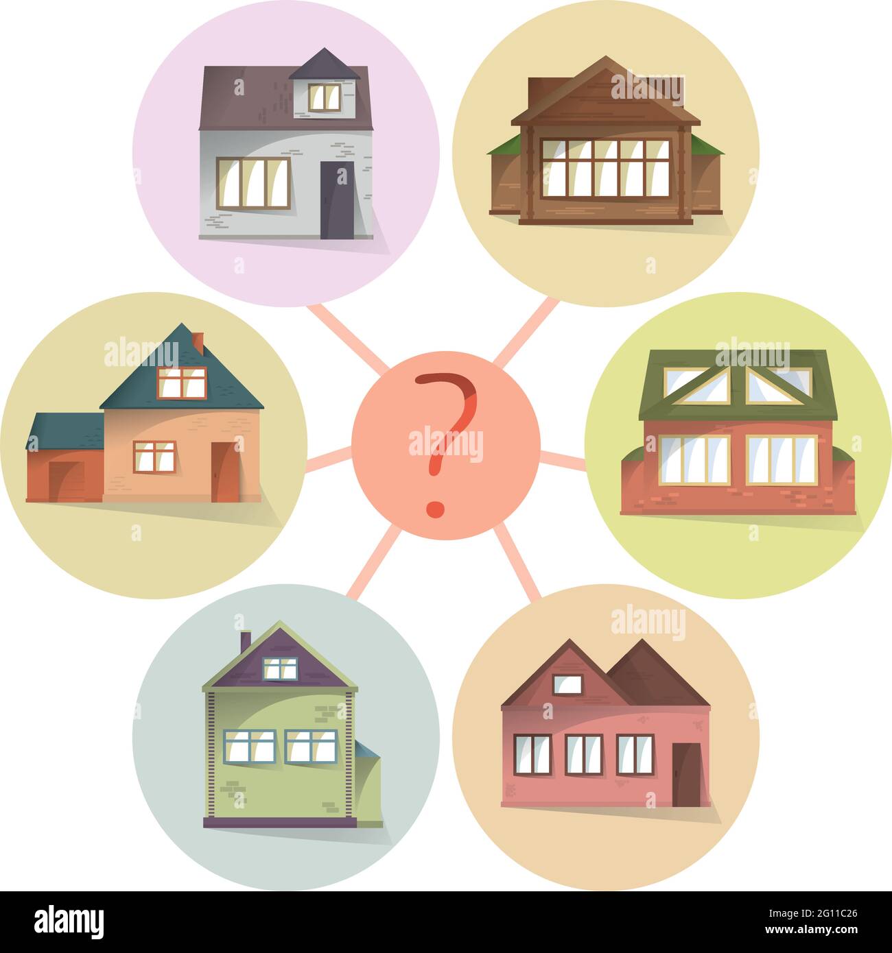 Choosing house, comparing property to buy or rent, vector concept