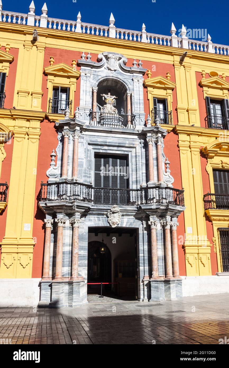 Front gate of Bishop's palace in Malaga, Spain Stock Photo