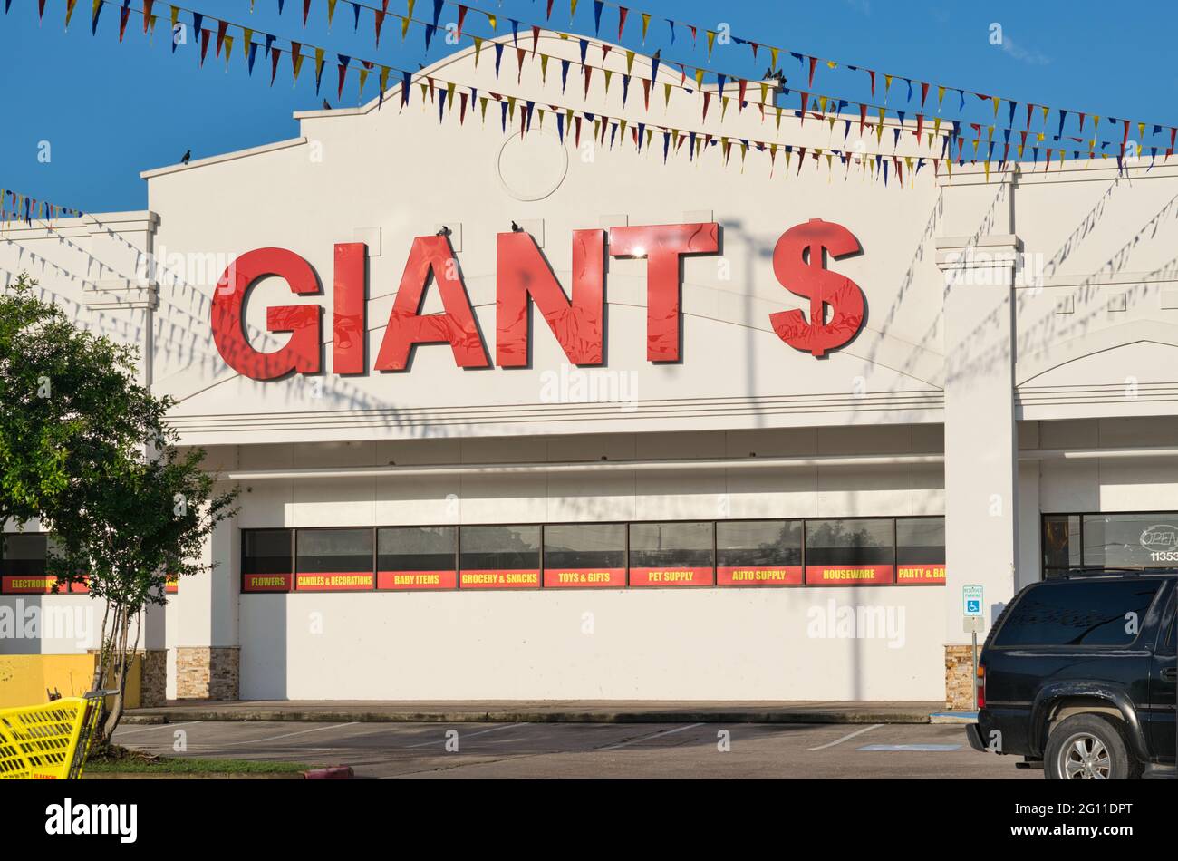 Houston, Texas USA 06032021 GIANT dollar storefront and parking lot in Houston, TX. Texas