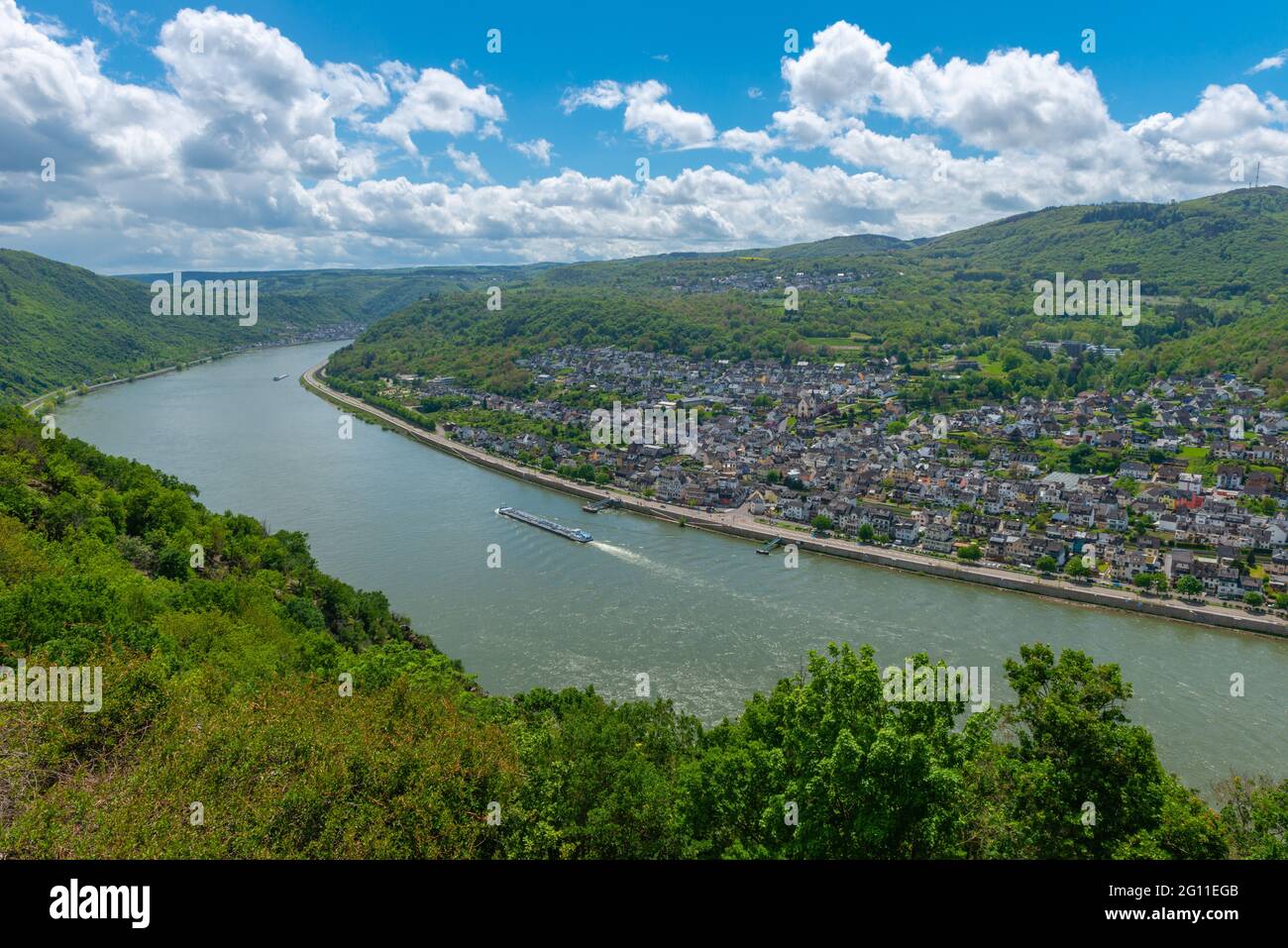 The small Spa town Bad Salzig  located at the historic Roman Rhine road, Rhineland Palatinate, Germany Stock Photo