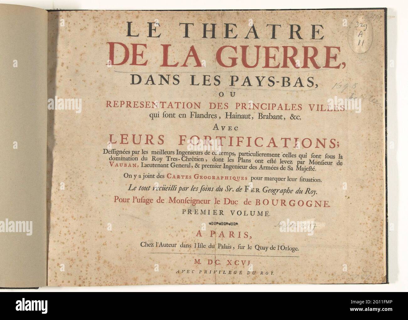 Title page for the first part of the picture: Le Theater de la Guerre, DANS  LES PAYS-BAS, 1696; Le Theater de la Guerre, Dance Les Pays-Bas, Ou  Representation des Principales Villes Qui
