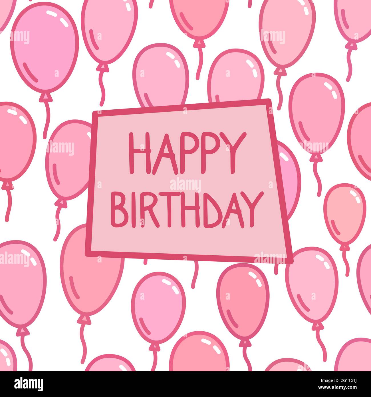 Happy Birthday sign on pink balloon background, greeting card ...