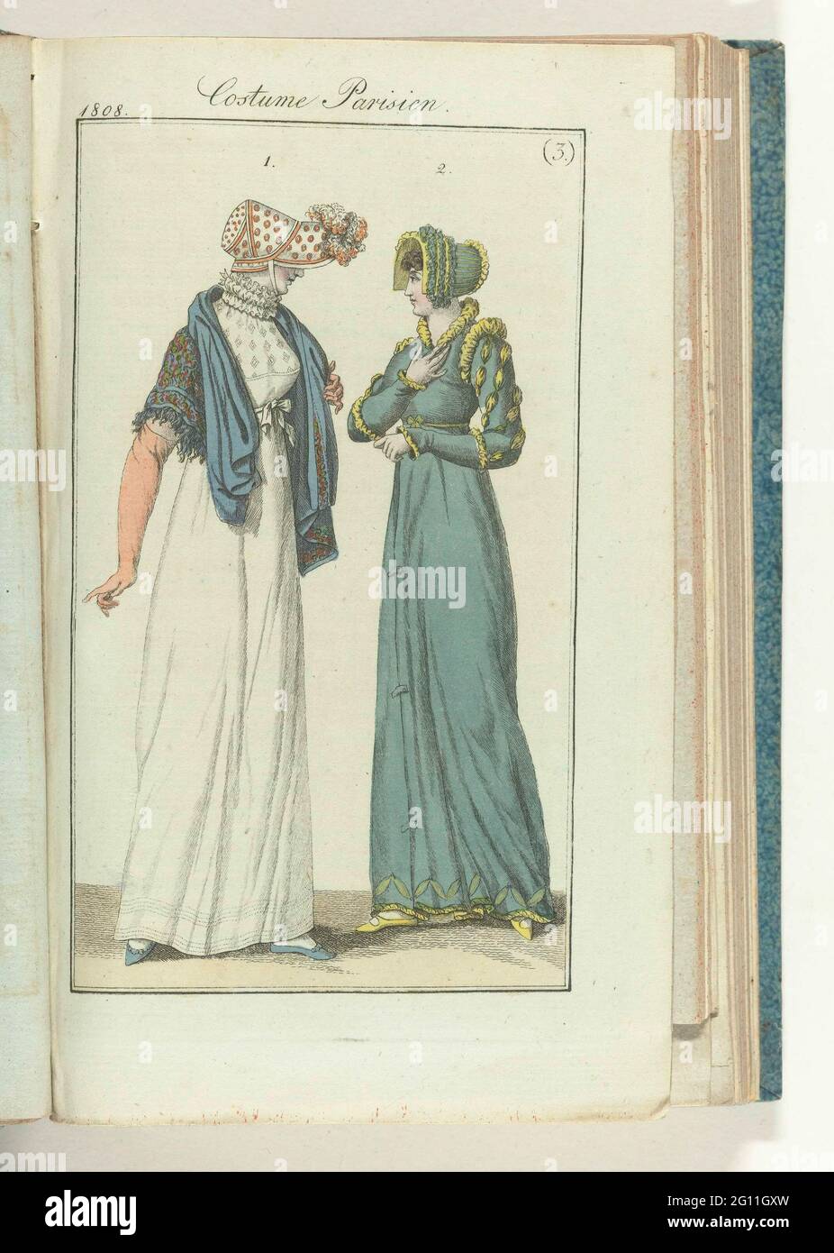 Parisian ladies in their winter dress for 1800 Stock Photo