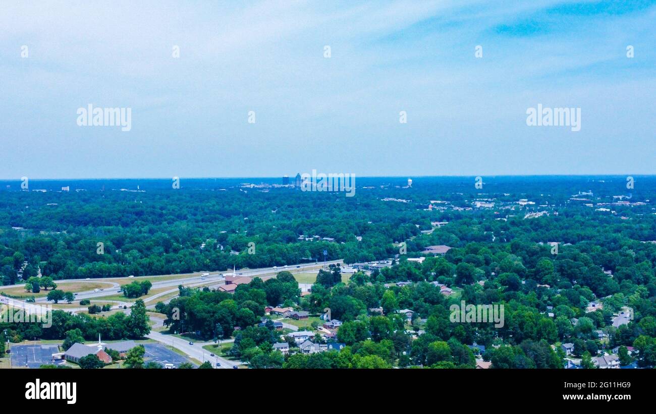Aerial shot of the skyline in Greensboro, USA Stock Photo - Alamy