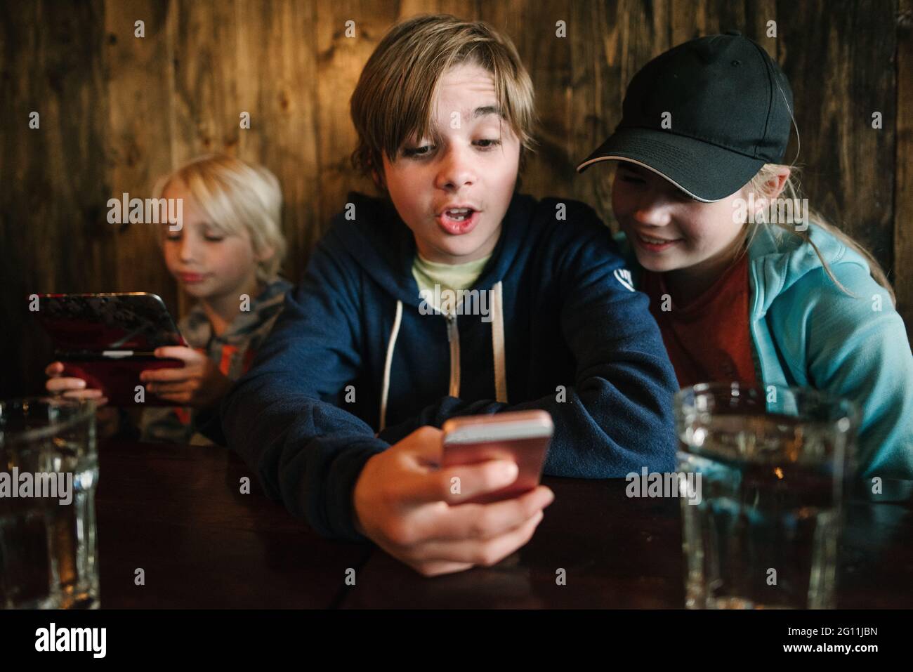 USA, California, San Francisco, Children looking at smart phones Stock Photo