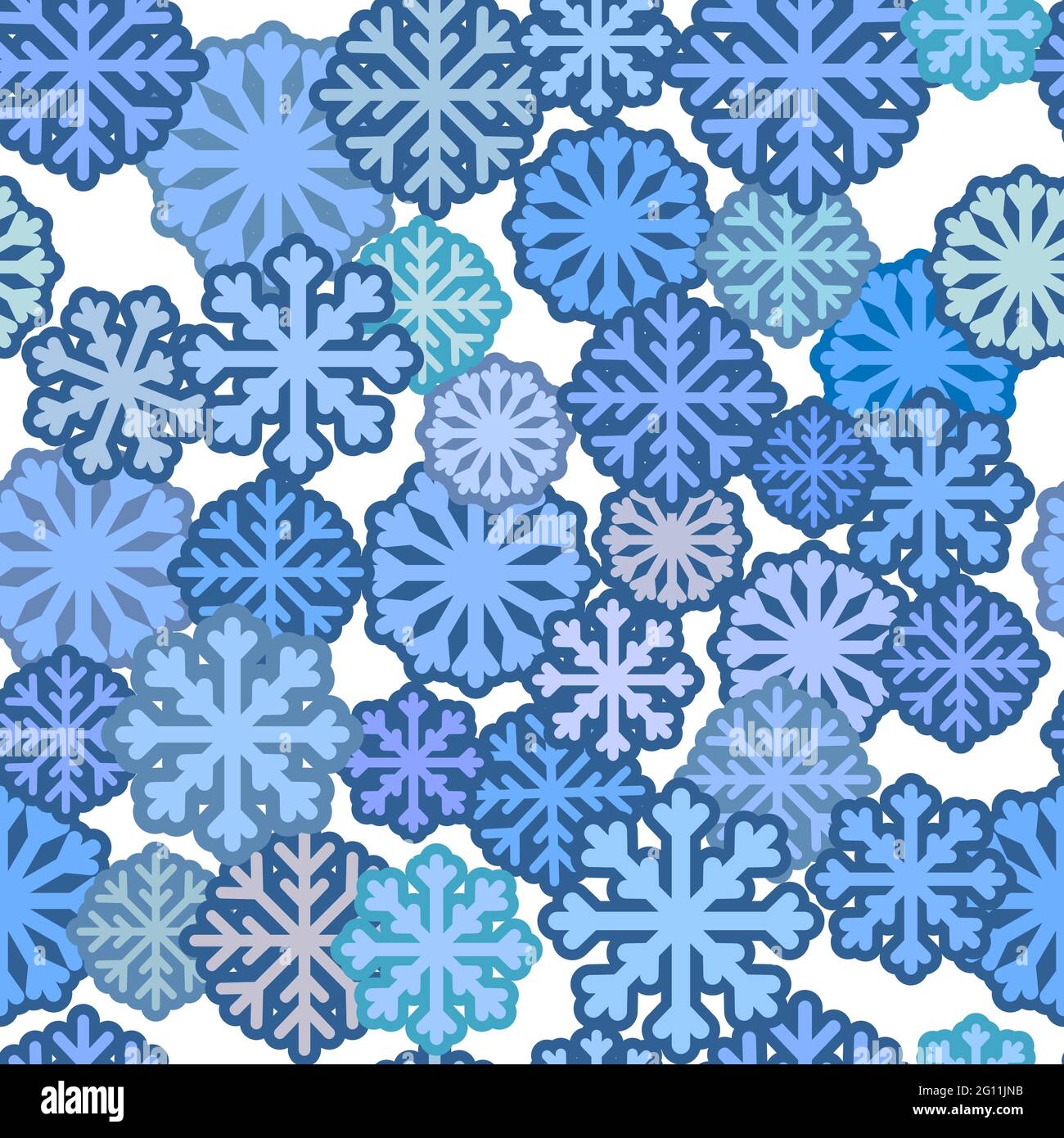 Seamless pattern with blue snowflakes, winter simple flat background ...