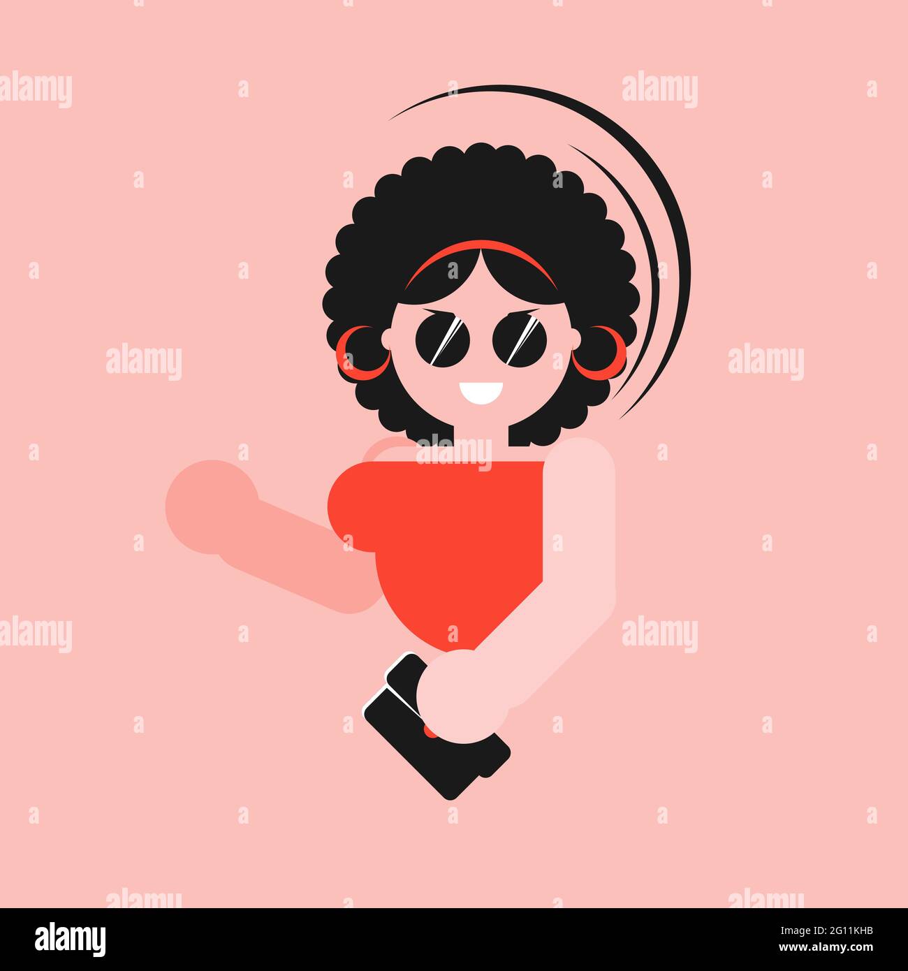 Happy and cheerful woman. Woman in flat style for design. Vector