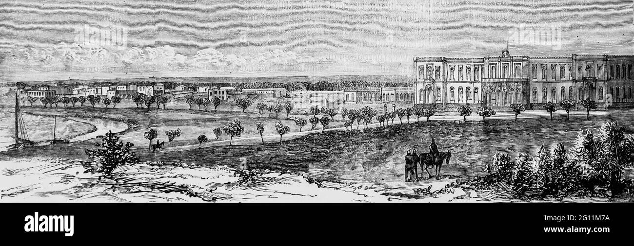 affaire d'egypte,palais de khedive a kantara ,l'univers illustre 1882,editeur librairie nouvelle Stock Photo