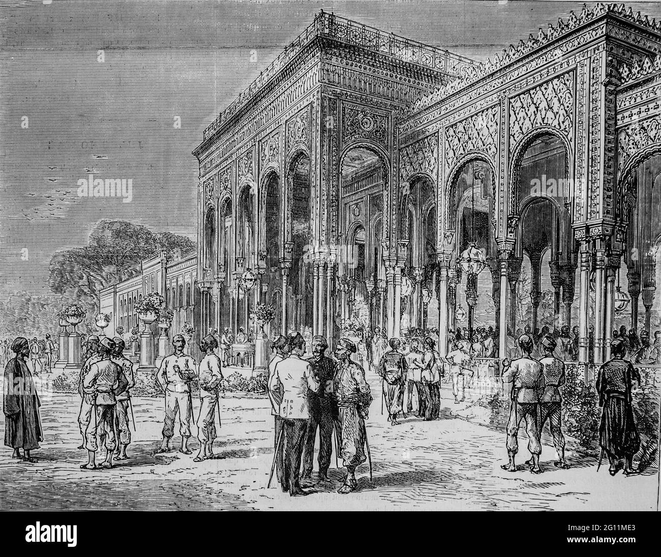 affaire d'egypte,le palais de gezerreh ,l'univers illustre 1882,editeur librairie nouvelle Stock Photo